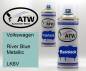 Preview: Volkswagen, River Blue Metallic, LK6V: 400ml Sprühdose + 400ml Klarlack - Set, von ATW Autoteile West.